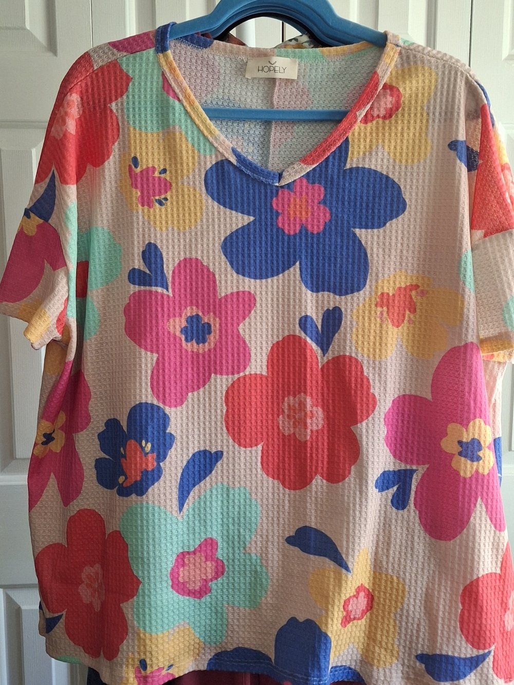 Multi-Color Floral V-Neck Women's Oversized Top